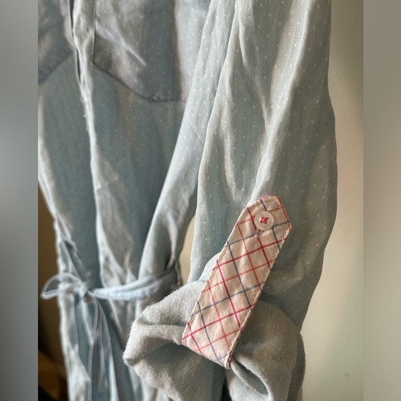 Kenneth Cole Reaction Tencel Polka Dot Light Wash Chambray Shirt Dress Size 12 - Picture 5 of 8